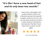 testimonial of woman using hair and sclap elixirs by arz organic beauty