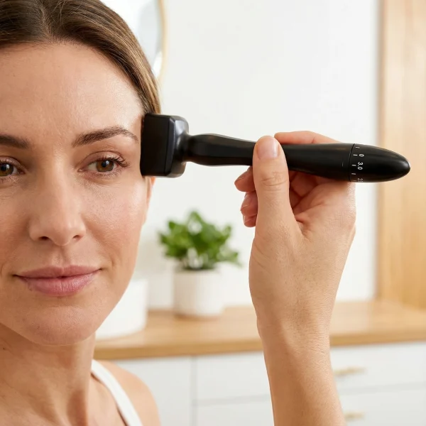 acne scars wth dermastamp in use